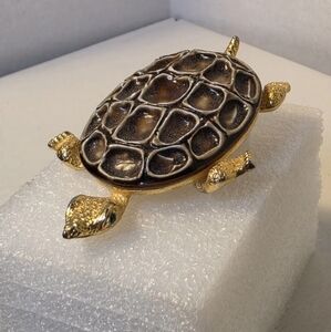 Vintage 60s Mandle Turtle Brooch Enamel Tortoise Pin
